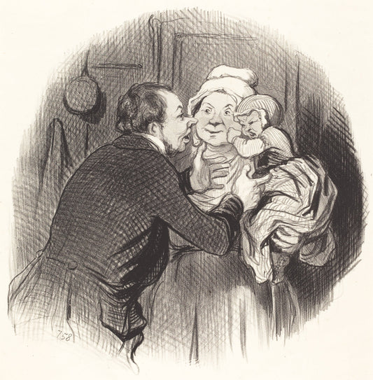 La Visite a la nourrice by Honoré Daumier (French, 1808 - 1879), 16X12"(A3)Poster Print