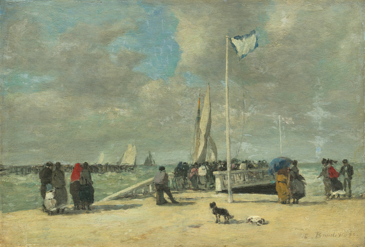On the Jetty by Eugène Boudin (French, 1824 - 1898), 16X12"(A3)Poster Print