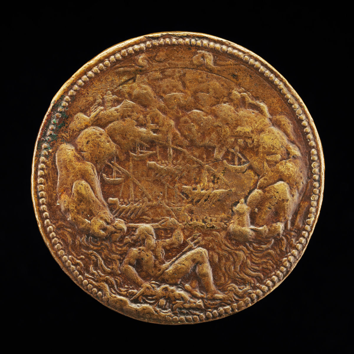 Neptune on a Dolphin before a Harbor [reverse] by Pier Paolo Galeotti (Florentine, c. 1520 - 1584), 16X12"(A3)Poster Print
