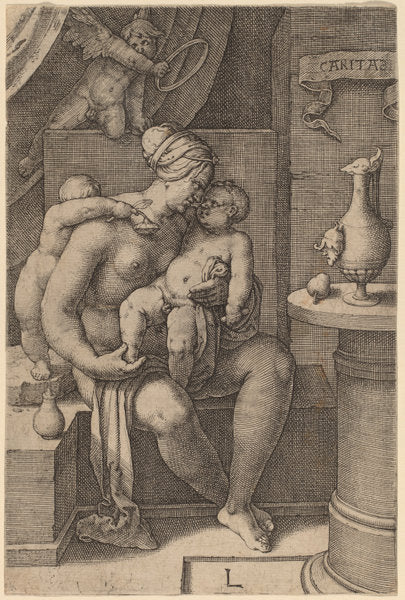 Caritas (Charity) by Lucas van Leyden (Netherlandish, 1489/1494 - 1533), 16X12"(A3)Poster Print