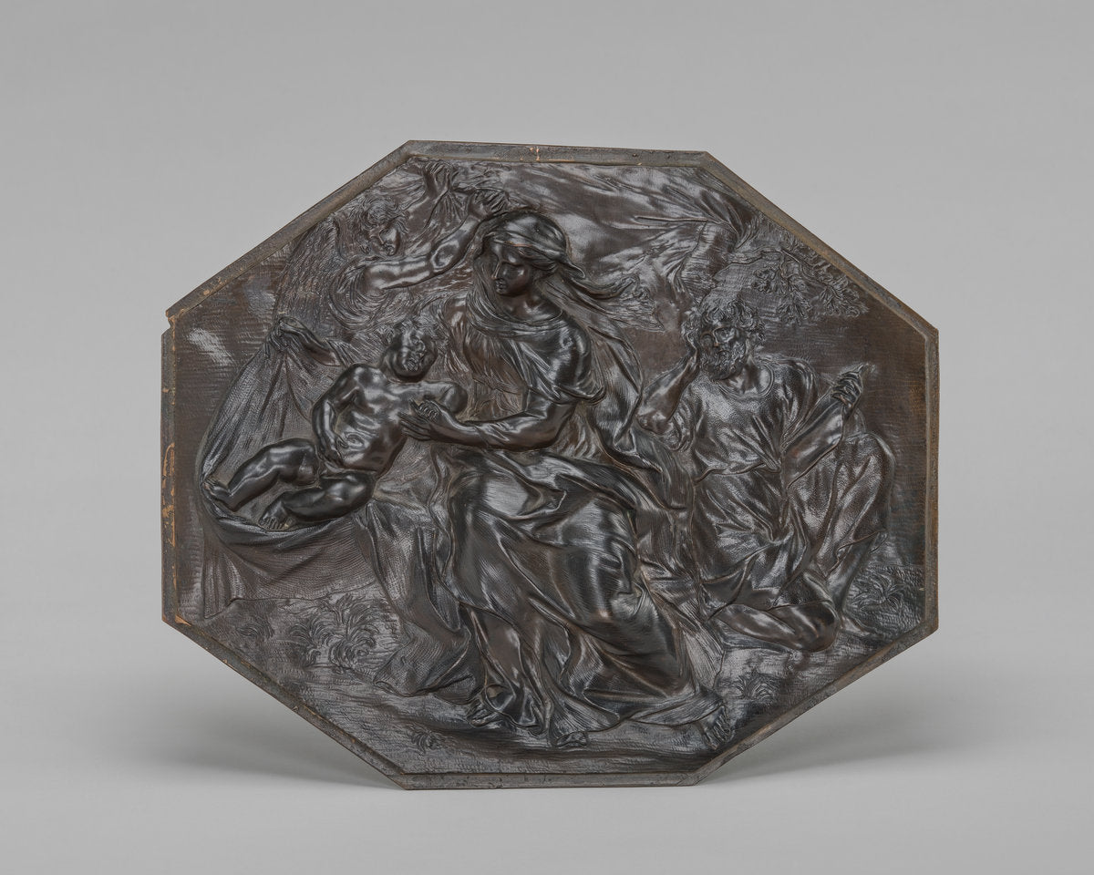 The Rest on the Flight into Egypt by Alessandro Algardi (Bolognese-Roman, 1598 - 1654), 16X12"(A3)Poster Print