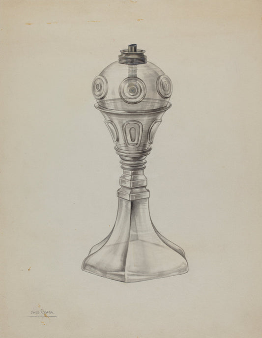 Whale Oil Lamp by Charles Caseau (American, active c. 1935), 16X12"(A3)Poster Print