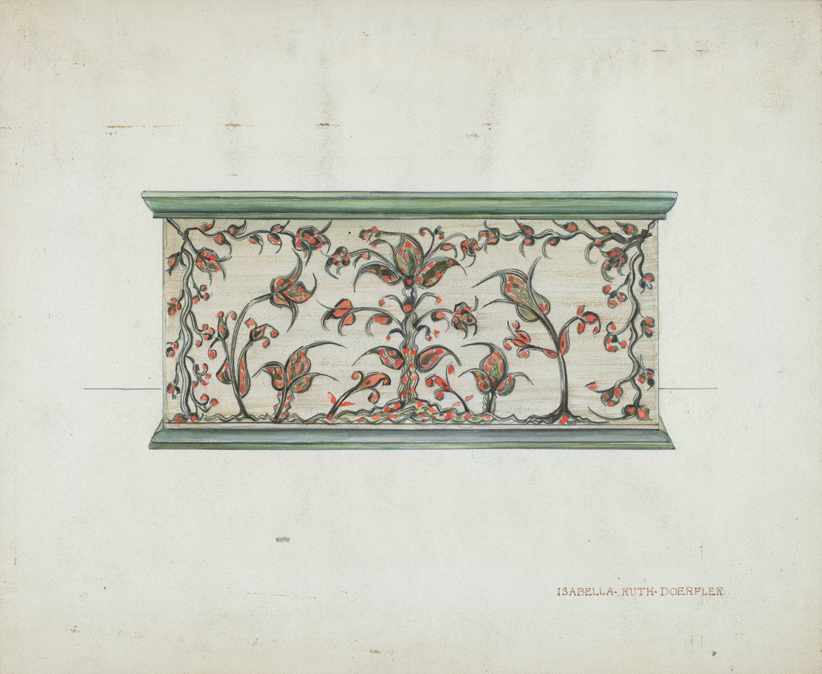 Small Decorated Box (front view) by Isabella Ruth Doerfler (American, active c. 1935), 16X12"(A3)Poster Print