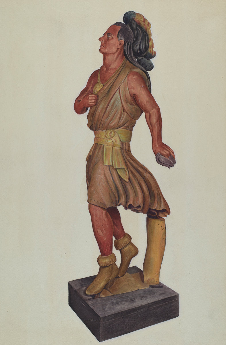 Cigar Store Indian by Alice Domey (American, active c. 1935), 16X12"(A3)Poster Print