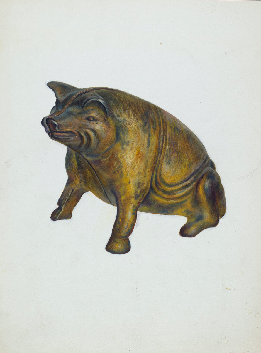 Toy bank: Pig by Walter Hochstrasser (American, active c. 1935), 16X12"(A3)Poster Print