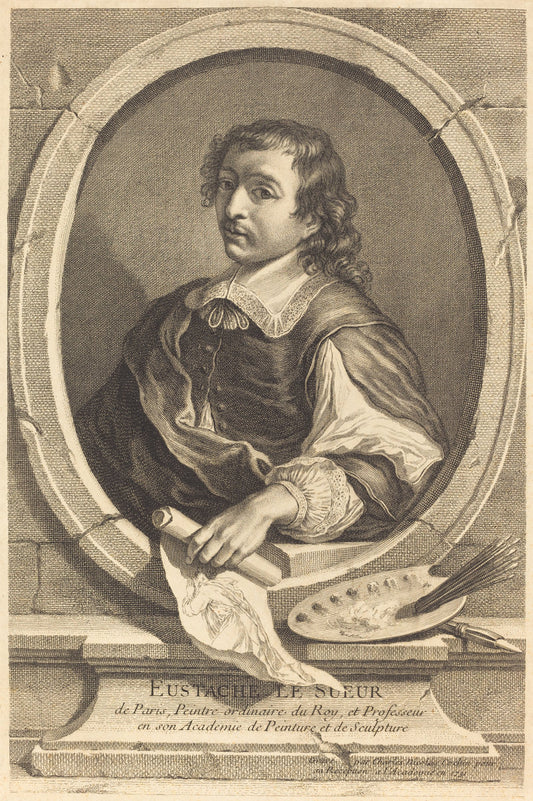 Eustache Le Sueur by Charles-Nicolas Cochin I (French, 1688 - 1754), 16X12"(A3)Poster Print