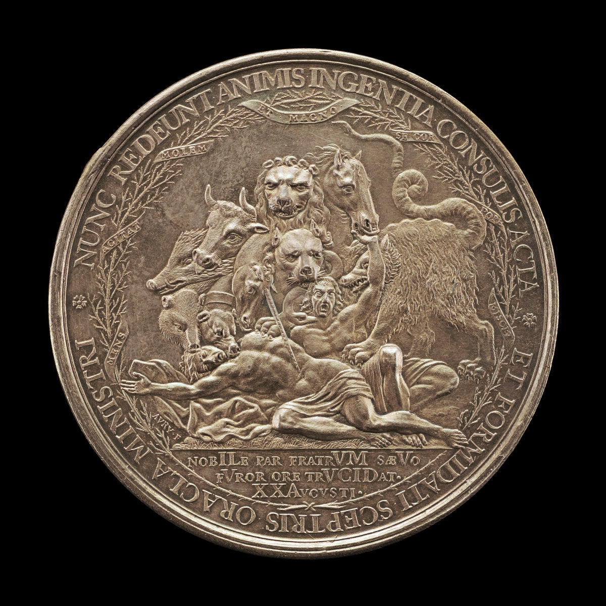 Ten-Headed Monster Preying on Two Nude Bodies [reverse] by Pierre Aury (Dutch, active 1672), 16X12"(A3)Poster Print