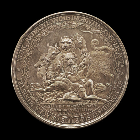 Ten-Headed Monster Preying on Two Nude Bodies [reverse] by Pierre Aury (Dutch, active 1672), 16X12"(A3)Poster Print