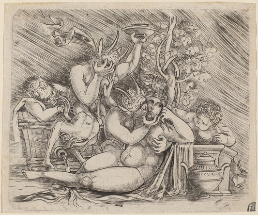 Bacchanalian Scene with Satyrs and a Maenad by Master of 1515 (Italian, 1483 - 1548), 16X12"(A3)Poster Print