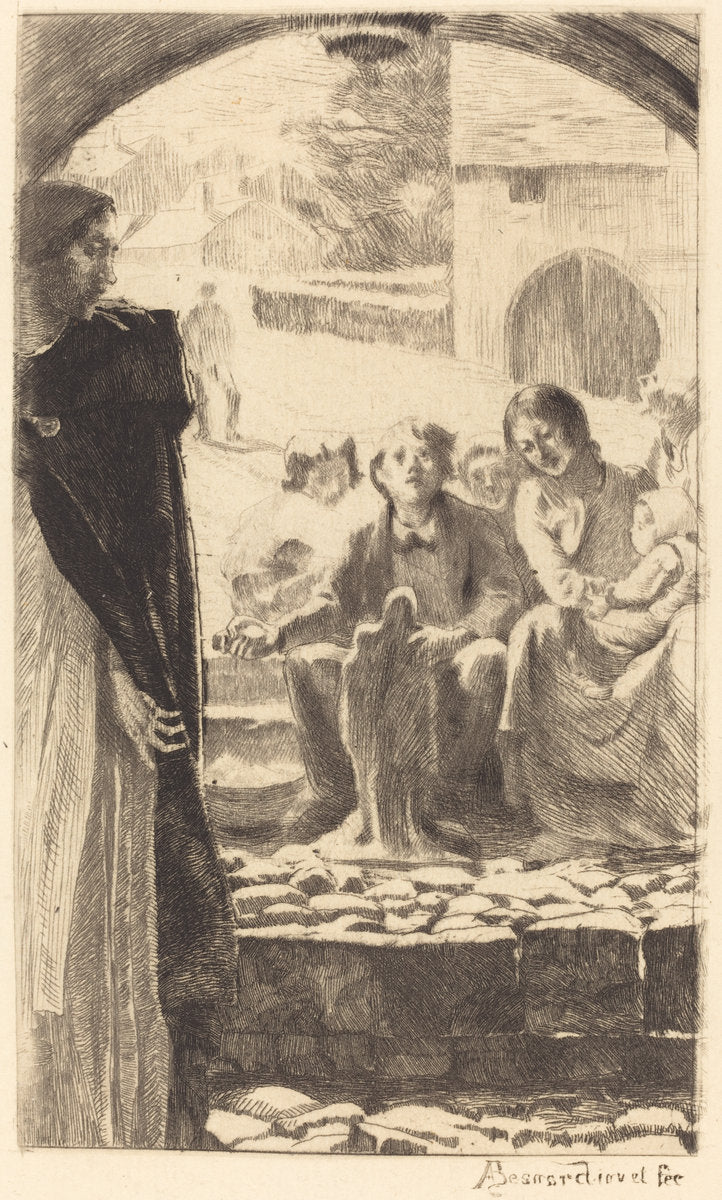 Pierre Copies the Virgin from the Portal of the Church of Marly (Pierre Copie la Vierge du Portail de L'Église de Marly) by Albert Besnard (French, 1849 - 1934), 16X12"(A3)Poster Print