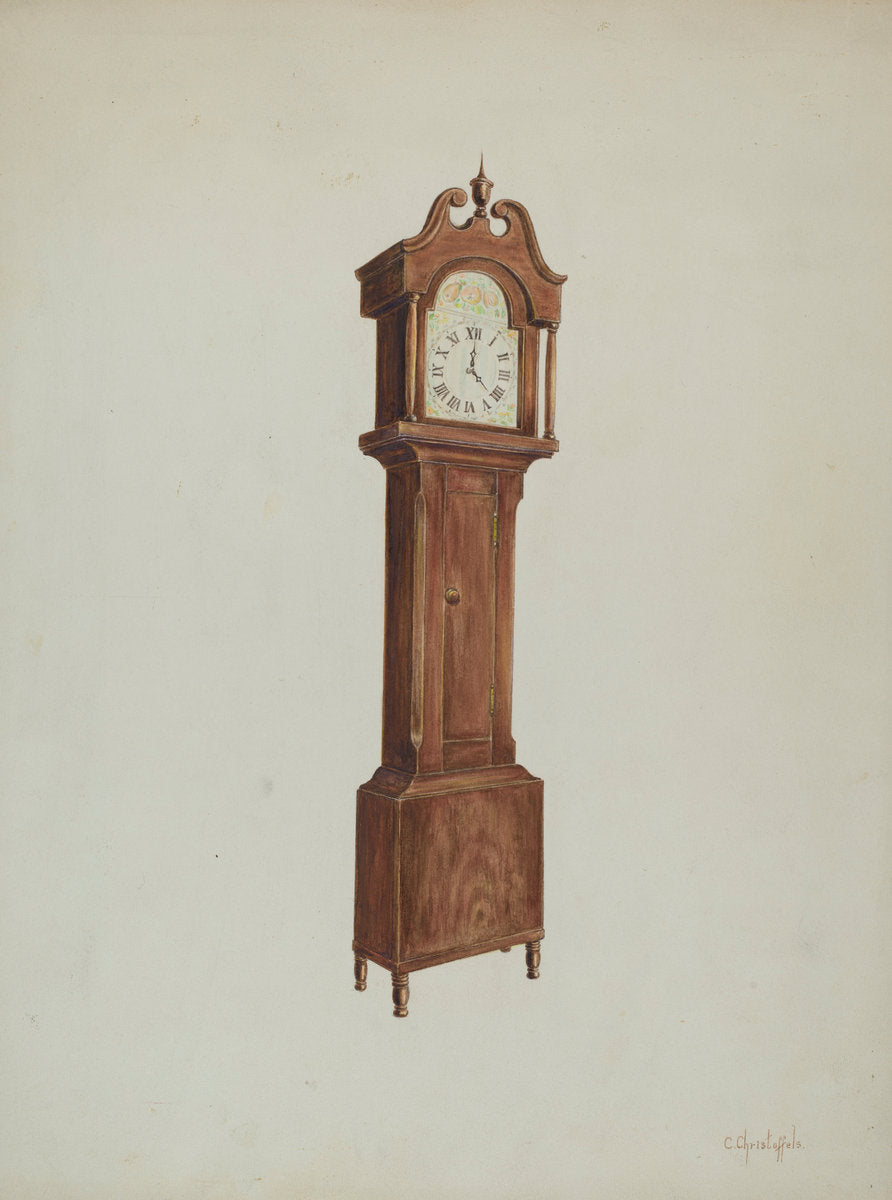 Grandfather Clock by Cornelius Christoffels (American, active c. 1935), 16X12"(A3)Poster Print