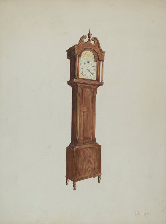 Grandfather Clock by Cornelius Christoffels (American, active c. 1935), 16X12"(A3)Poster Print