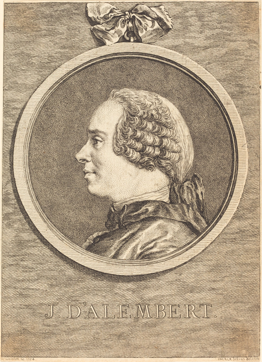 J. D'Alembert by Claude Henri Watelet after Charles-Nicolas Cochin II (French, 1718 - 1786), 16X12"(A3)Poster Print