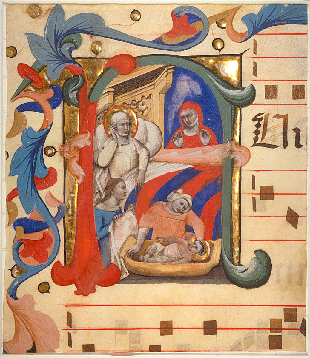 Birth of John the Baptist by Nicolo da Bologna (Italian, active 1348/1399), 16X12"(A3)Poster Print