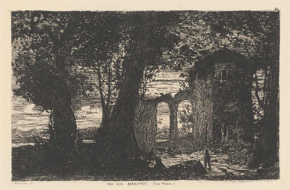 Aux Iles Borromeo [Lago maggiore] (On the Borromean Islands [Lago Maggiore]) by Giberto Borromeo (Italian, 1815 - 1885), 16X12"(A3)Poster Print