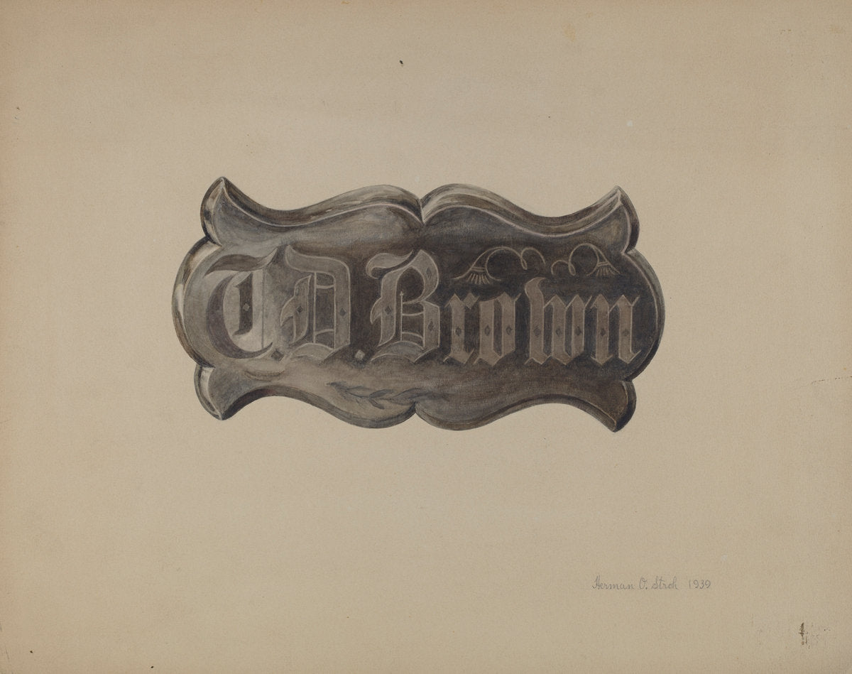 Door Plate by Herman O. Stroh (American, active c. 1935), 16X12"(A3)Poster Print