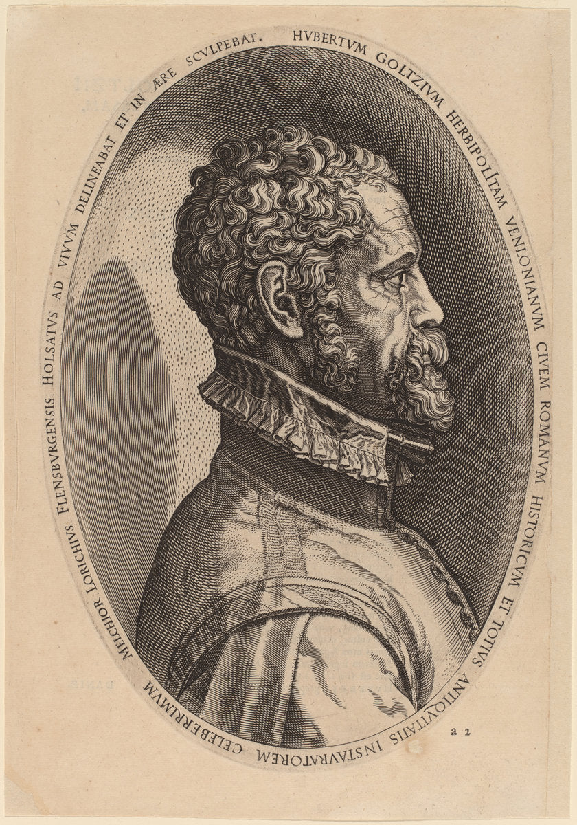 Hubert Goltzius by Melchior Lorch (Danish, 1526/1527 - 1583 or after), 16X12"(A3)Poster Print