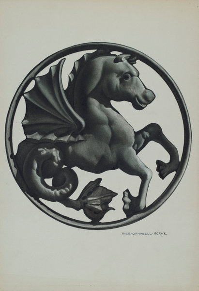 Portion of Fence by Rose Campbell-Gerke (American, active c. 1935), 16X12"(A3)Poster Print