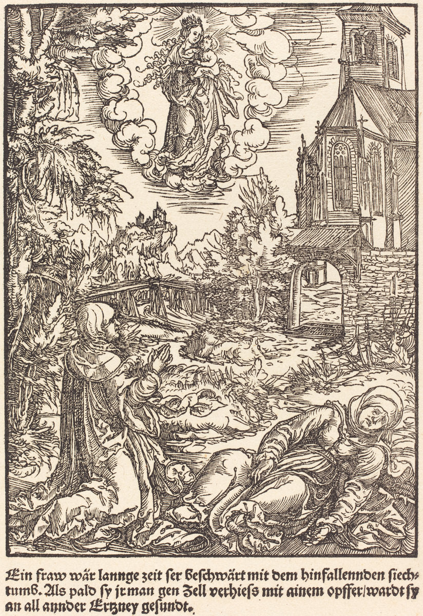 Ein Frau war lannge Zeit ... by Master of the Miracles of Mariazell (German, active early 16th century), 16X12"(A3)Poster Print