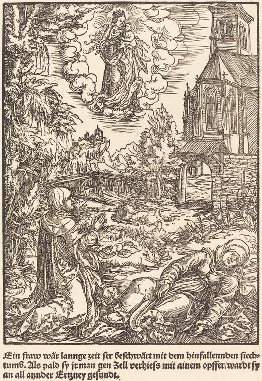Ein Frau war lannge Zeit ... by Master of the Miracles of Mariazell (German, active early 16th century), 16X12"(A3)Poster Print