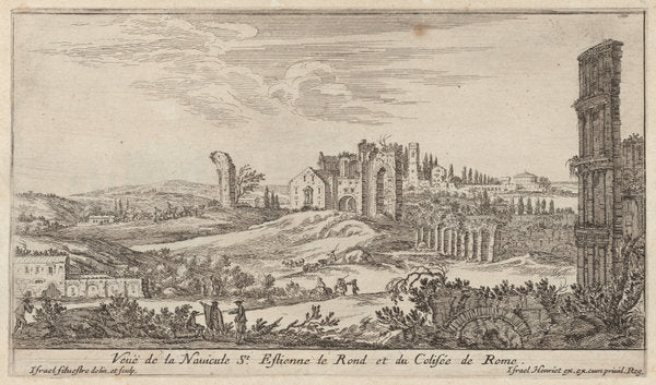 Veuë de la Navicule St. Estienne le Rond et du Colisée de Rome by Israël Silvestre (French, 1621 - 1691), 16X12"(A3)Poster Print