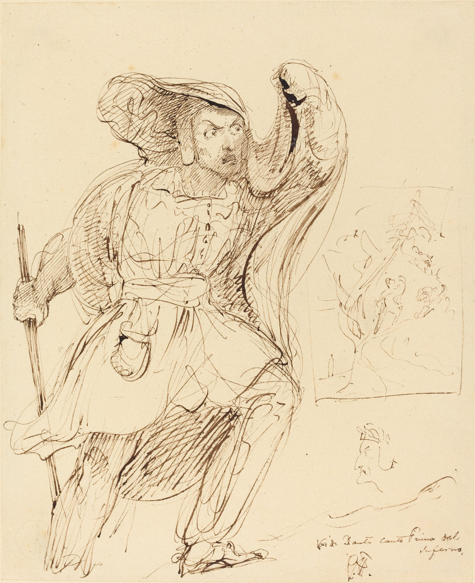 Studies for a Scene from Dante's "Inferno" by Sir George Hayter (British, 1792 - 1871), 16X12"(A3)Poster Print