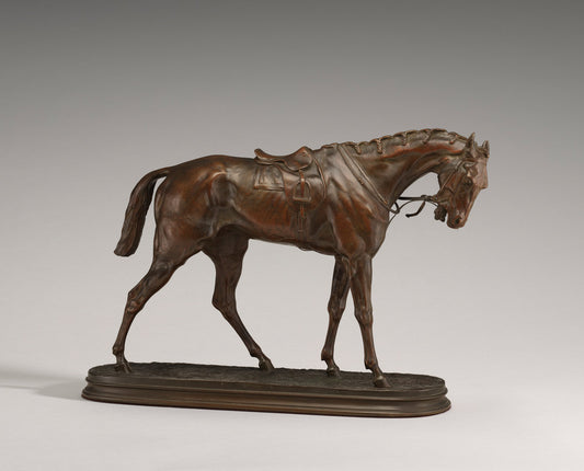 A Saddled Racehorse by Pierre-Jules Mêne (French, 1810 - 1879), 16X12"(A3)Poster Print