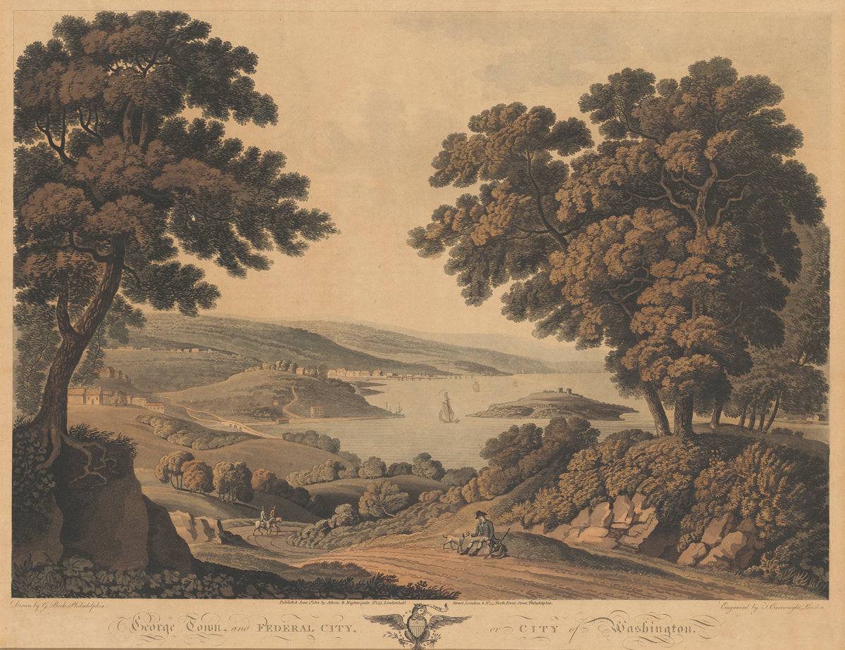 Georgetown and Federal City or City of Washington by J. Cartwright after George Beck (American (?), active 1801), 16X12"(A3)Poster Print