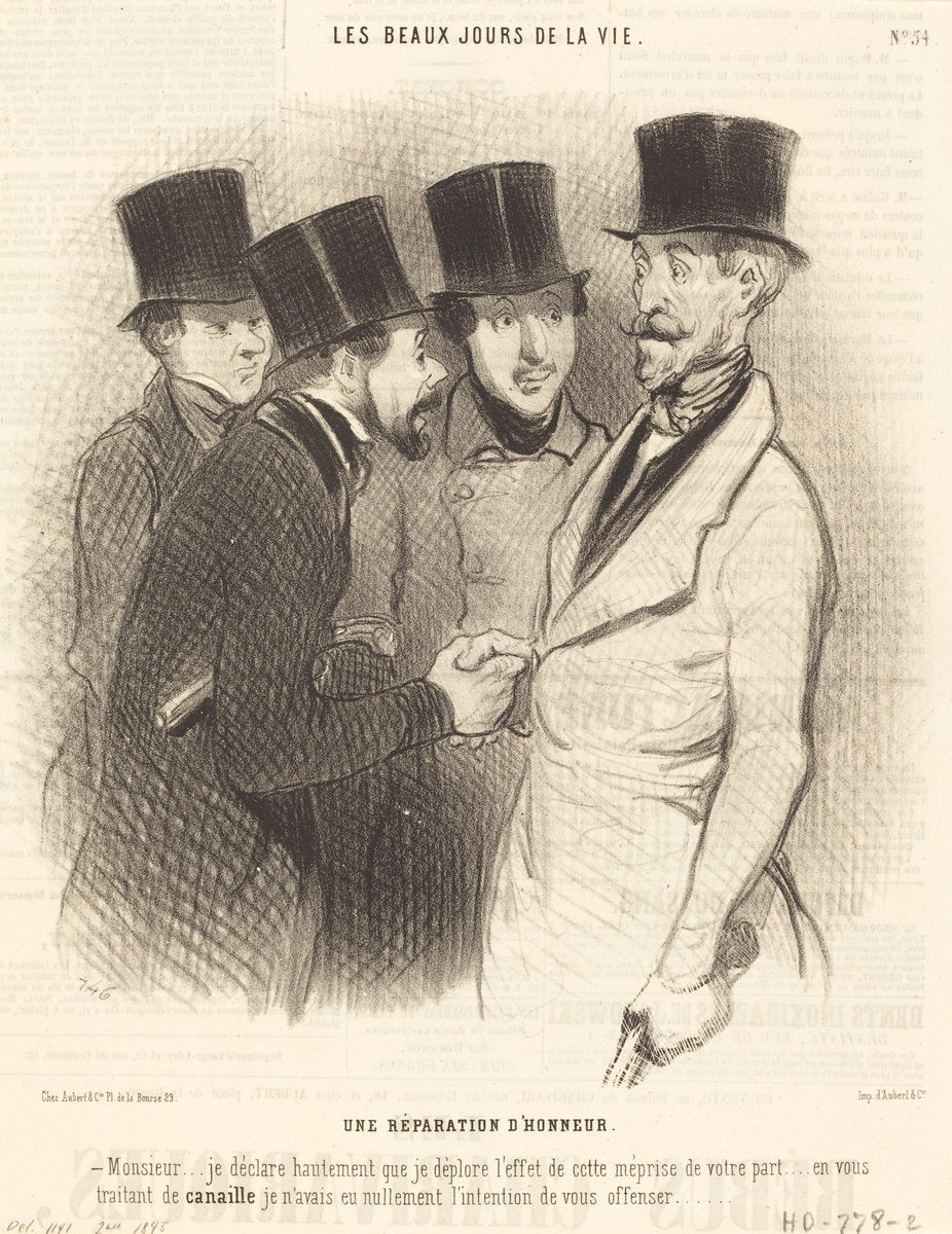 Une Réparation d'honneur by Honoré Daumier (French, 1808 - 1879), 16X12"(A3)Poster Print