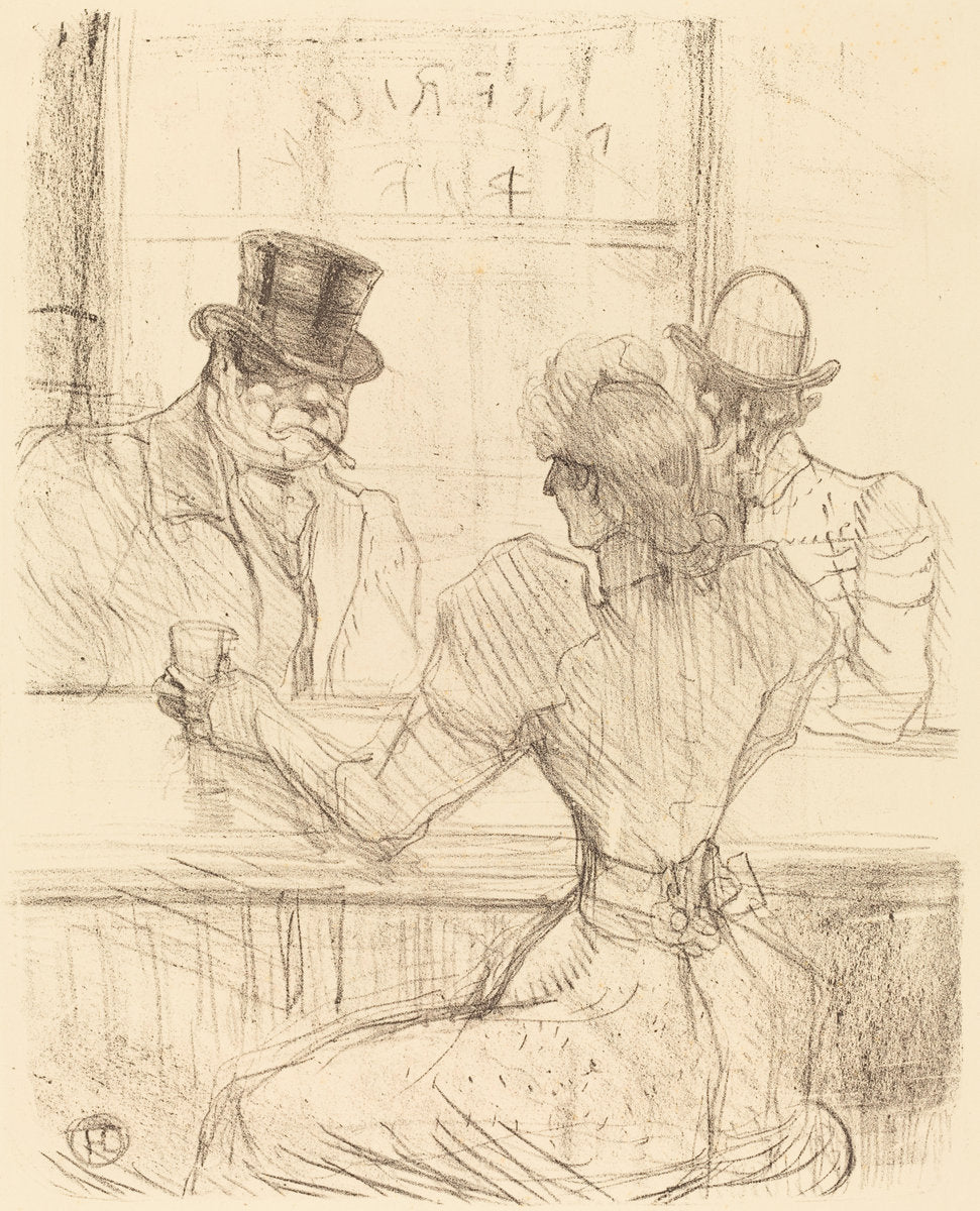 At the Picton Bar, rue Scribe (Au bar Picton, rue Scribe) by Henri de Toulouse-Lautrec (French, 1864 - 1901), 16X12"(A3)Poster Print