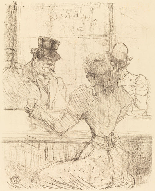 At the Picton Bar, rue Scribe (Au bar Picton, rue Scribe) by Henri de Toulouse-Lautrec (French, 1864 - 1901), 16X12"(A3)Poster Print