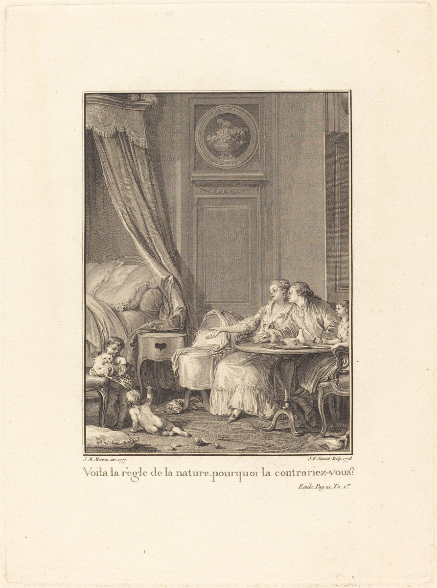 Voilà la règle de la nature, pourquoi la contrariez-vous? by Jean-Baptiste Blaise Simonet after Jean-Michel Moreau (French, 1742 - 1813 or after), 16X12"(A3)Poster Print