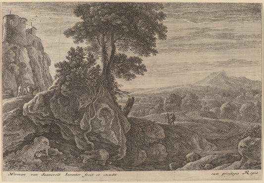 House on a Rock by Herman van Swanevelt (Dutch, c. 1600 - 1655), 16X12"(A3)Poster Print