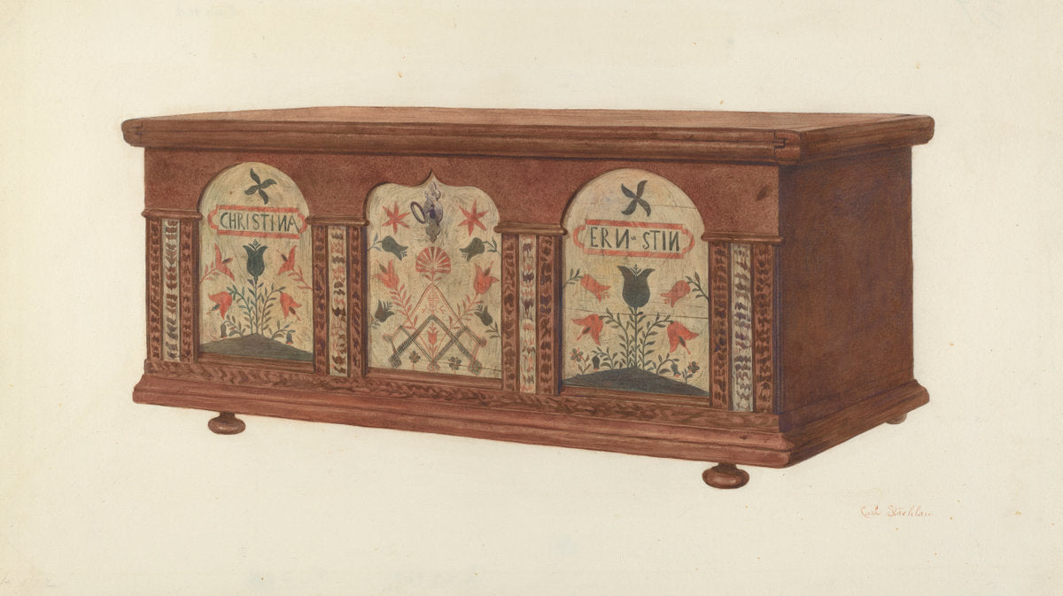 Dower Chest by Carl Strehlau (American, active c. 1935), 16X12"(A3)Poster Print