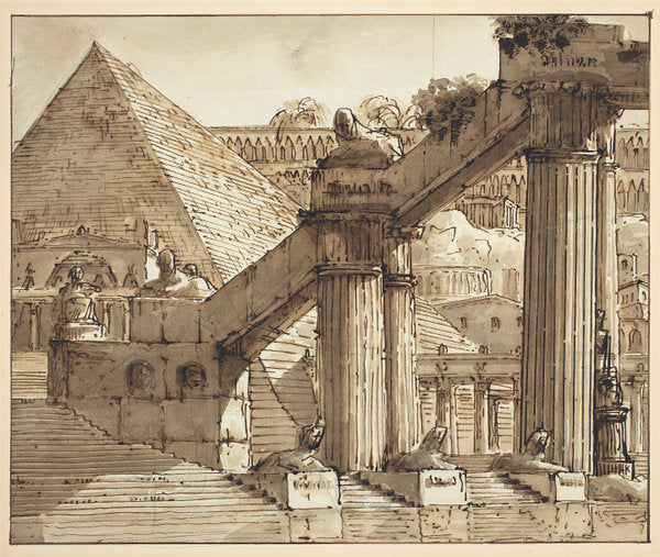 Egyptian Stage Design by Giovanni Galliari (Italian, 1746 - 1818), 16X12"(A3)Poster Print