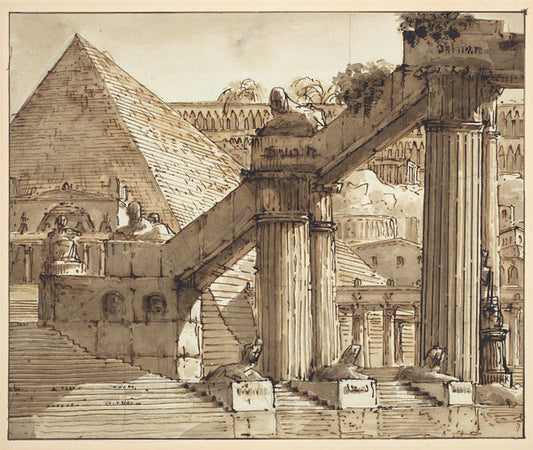 Egyptian Stage Design by Giovanni Galliari (Italian, 1746 - 1818), 16X12"(A3)Poster Print