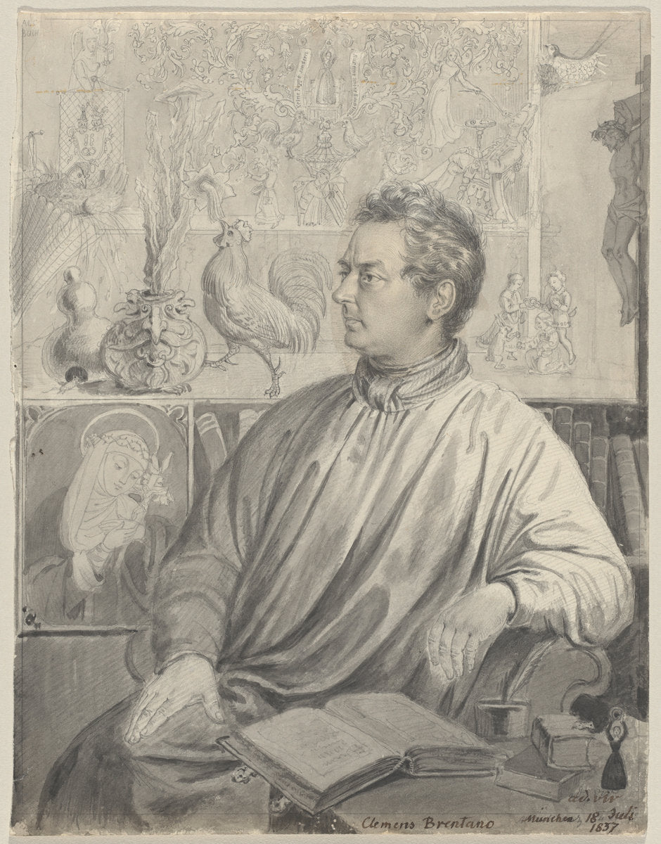 Clemens Brentano by Ludwig Emil Grimm (German, 1790 - 1863), 16X12"(A3)Poster Print