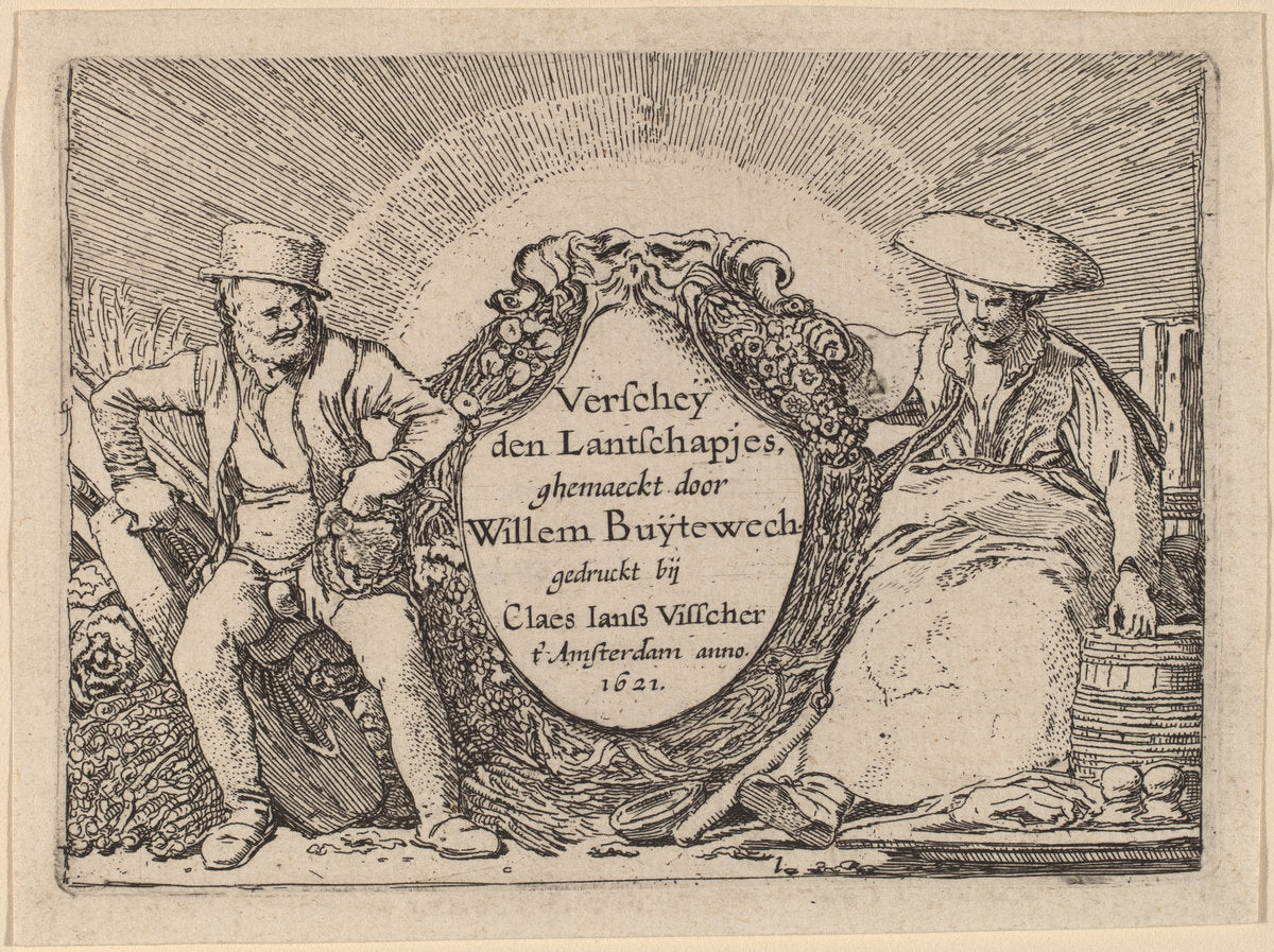 Title Plate by Willem Buytewech (Dutch, 1591/1592 - 1624), 16X12"(A3)Poster Print