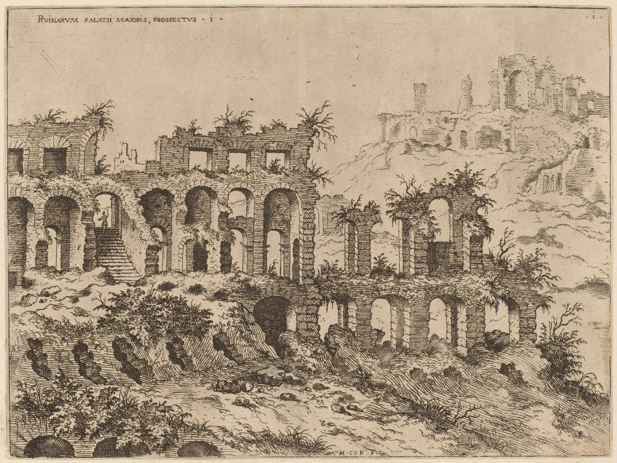 View of the Colosseum with the Palatine in the Background by Hieronymus Cock (Flemish, c. 1510 - 1570), 16X12"(A3)Poster Print