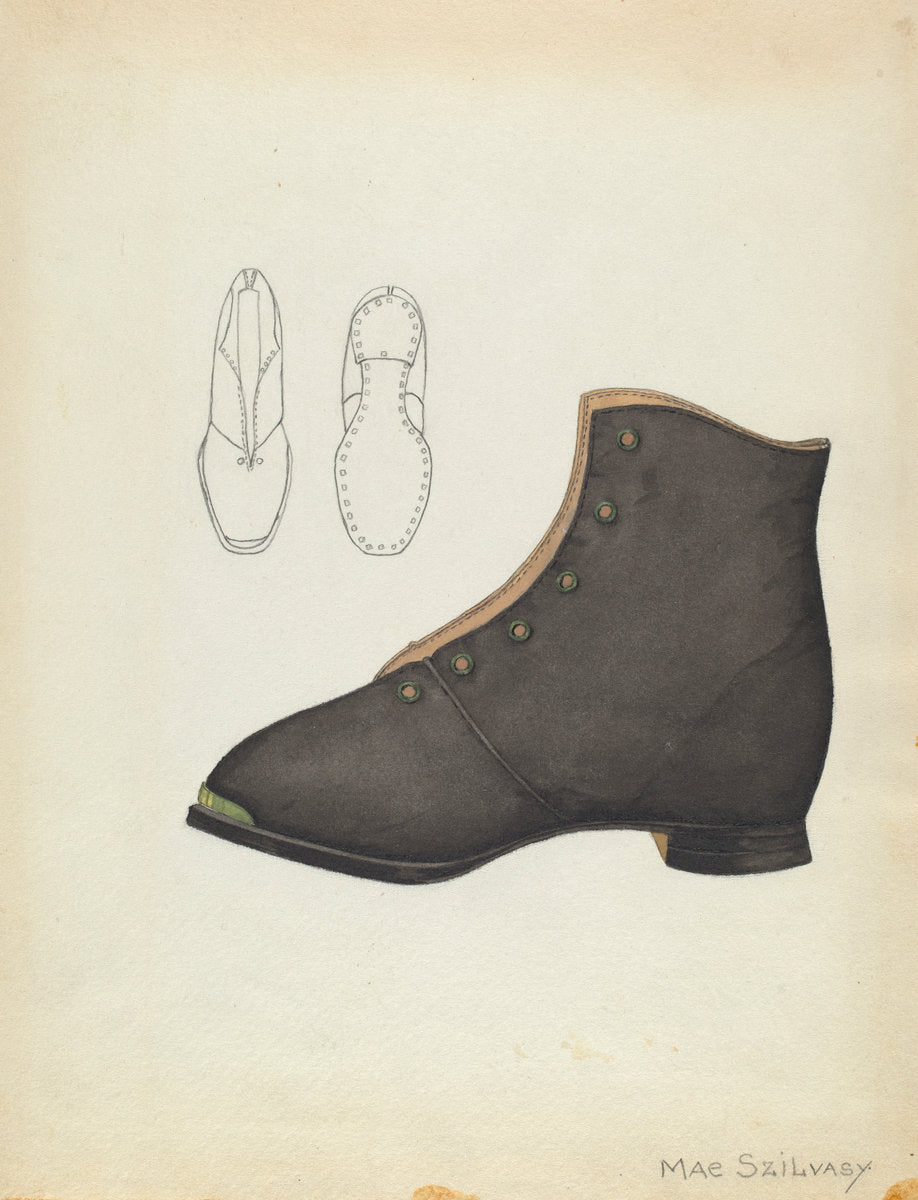 Child's Shoe by Mae Szilvasy (American, active c. 1935), 16X12"(A3)Poster Print