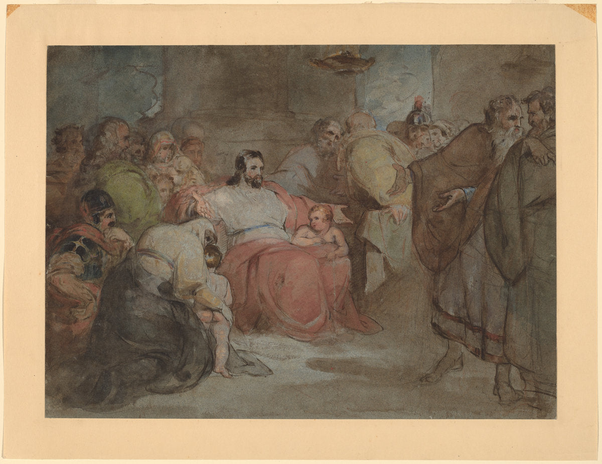Suffer the Little Children by Thomas Sully (American, 1783 - 1872), 16X12"(A3)Poster Print