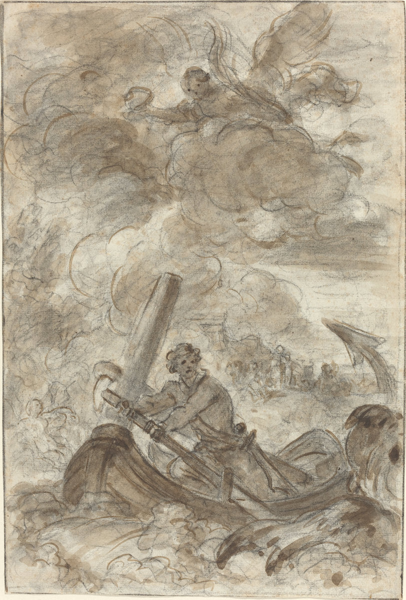 Orlando Kills the Orc with an Anchor by Jean-Honoré Fragonard (French, 1732 - 1806), 16X12"(A3)Poster Print