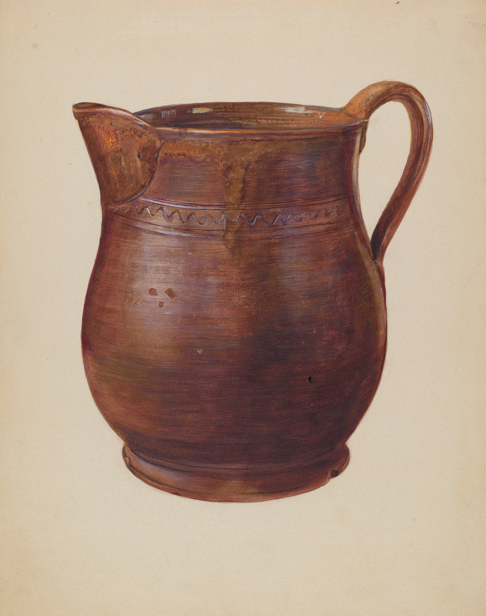 Earthenware Pitcher by Mina Lowry (American, 1894 - 1942), 16X12"(A3)Poster Print