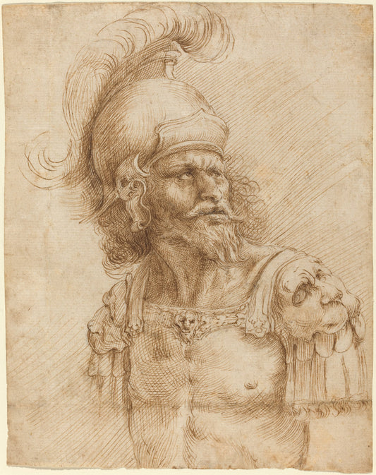 A Helmeted Soldier by Domenico Peruzzini (Italian, 1601 - c. 1671), 16X12"(A3)Poster Print