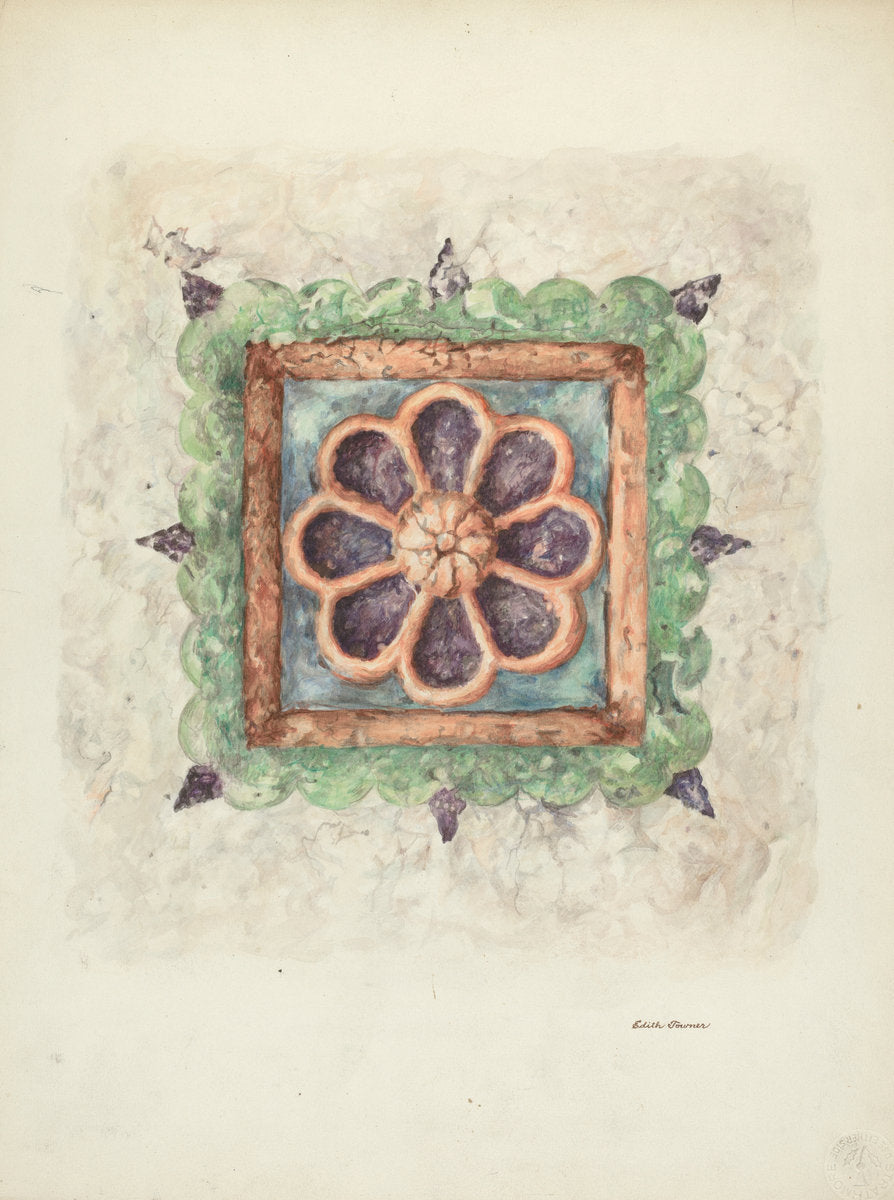 Ceiling Ornament, Sandstone by Edith Towner (American, active c. 1935), 16X12"(A3)Poster Print