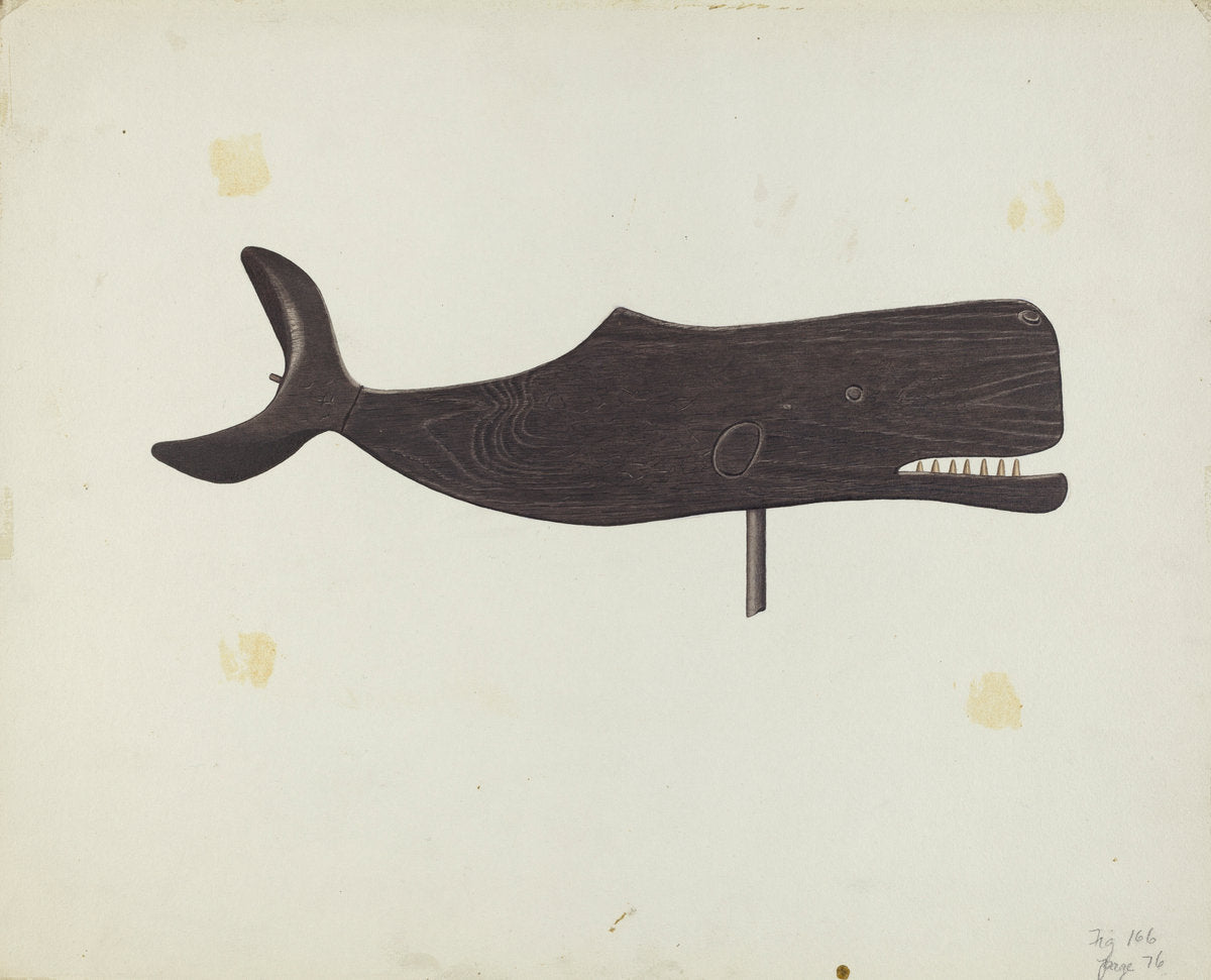 Whale Weather Vane by Albert Ryder (American, active c. 1935), 16X12"(A3)Poster Print