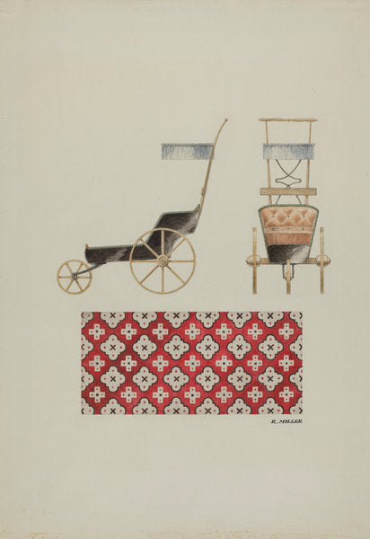 Doll Buggy and Rug by Randolph F. Miller (American, active c. 1935), 16X12"(A3)Poster Print