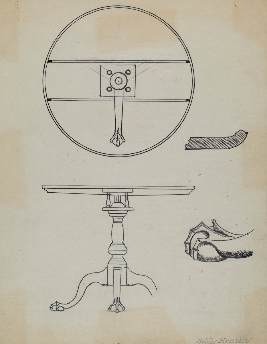 Tilt-top Table by Holger Hansen (American, active c. 1935), 16X12"(A3)Poster Print