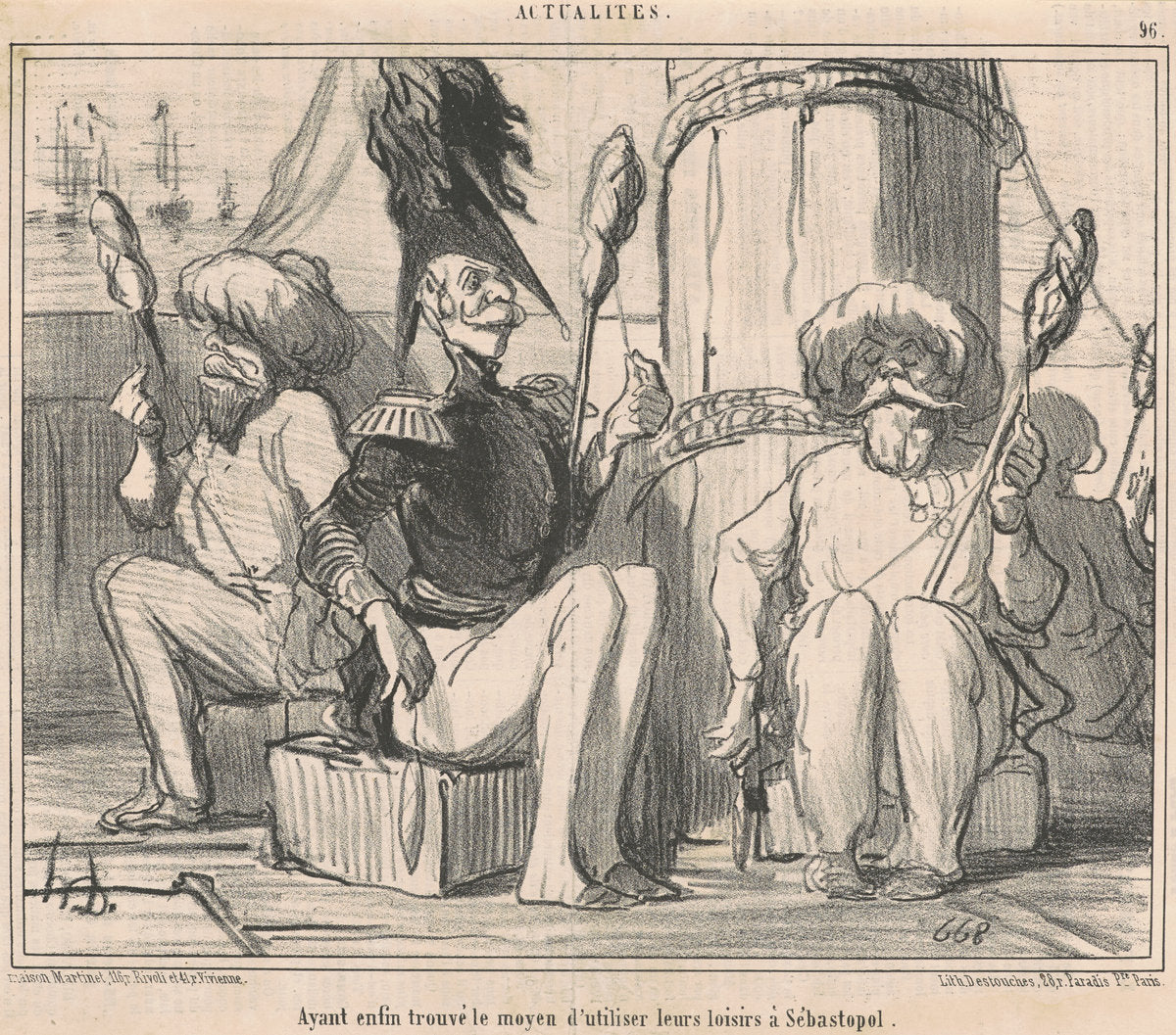 Ayant enfin trouvé le moyen d'ultiliser leurs loisirs! by Honoré Daumier (French, 1808 - 1879), 16X12"(A3)Poster Print