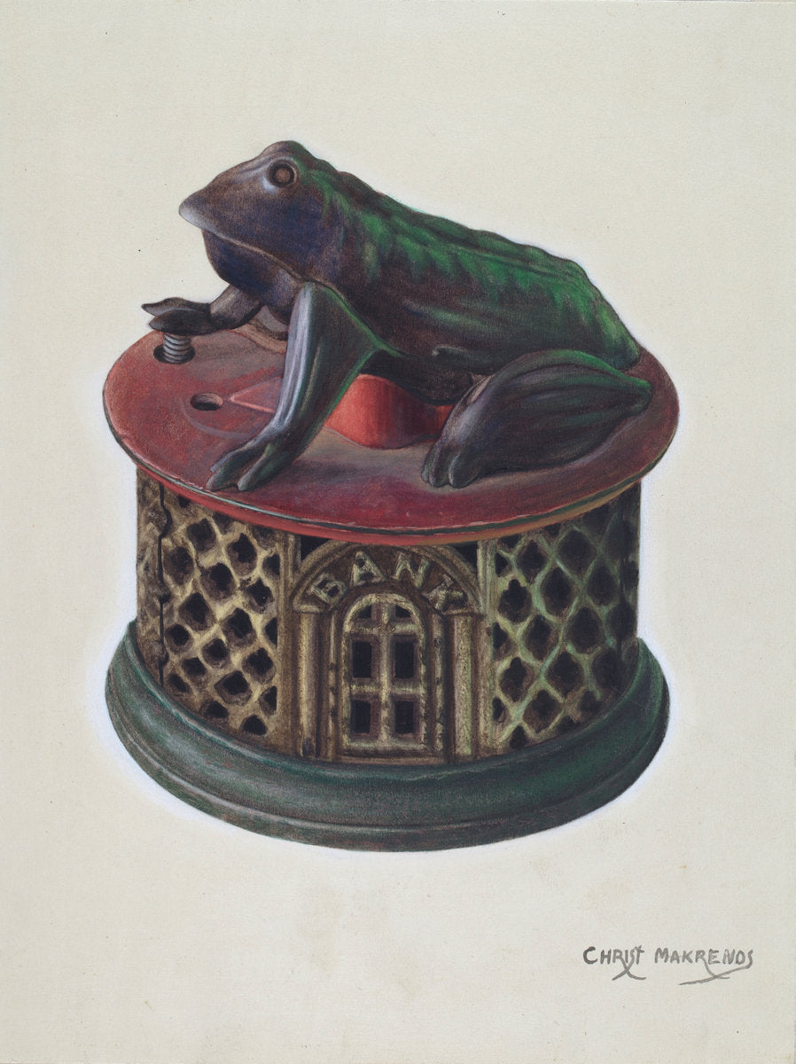 Toy Bank: Frog by Chris Makrenos (American, active c. 1935), 16X12"(A3)Poster Print